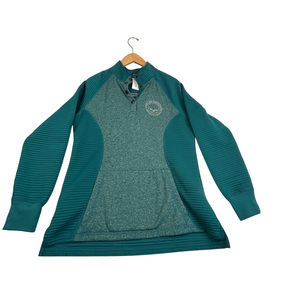 Harley-Davidson Lake of the Ozarks Ribbed Quarter Zip Pullover Teal XL